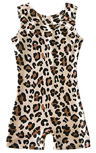 uideazone Leotards for Big Girls, Little Kid Gymnastics Ballet Dance Apparel Quick Dry Leopard Printed Kids Unitards Biketards Gym Outfits - Image 1
