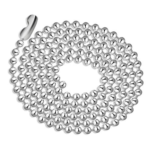 SUMERSHA Pack of 50 Ball Bead Chain, Dog Tag Chain Necklace Bulk 24 inches Silver Nickel Plated Ball Chain for Jewelry Making DIY Crafts 2.4mm Bead Adjustable Metal Pull Chain with Matching Connector - Image 5