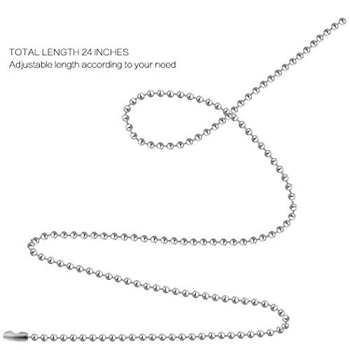 SUMERSHA Pack of 50 Ball Bead Chain, Dog Tag Chain Necklace Bulk 24 inches Silver Nickel Plated Ball Chain for Jewelry Making DIY Crafts 2.4mm Bead Adjustable Metal Pull Chain with Matching Connector - Image 3