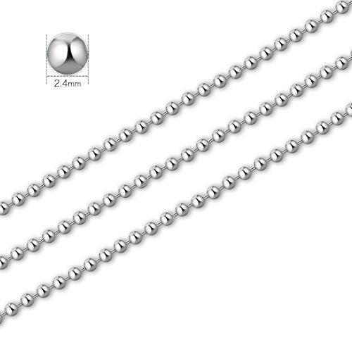 SUMERSHA Pack of 50 Ball Bead Chain, Dog Tag Chain Necklace Bulk 24 inches Silver Nickel Plated Ball Chain for Jewelry Making DIY Crafts 2.4mm Bead Adjustable Metal Pull Chain with Matching Connector - Image 2