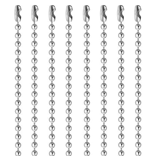 SUMERSHA Pack of 50 Ball Bead Chain, Dog Tag Chain Necklace Bulk 24 inches Silver Nickel Plated Ball Chain for Jewelry Making DIY Crafts 2.4mm Bead Adjustable Metal Pull Chain with Matching Connector - Image 1