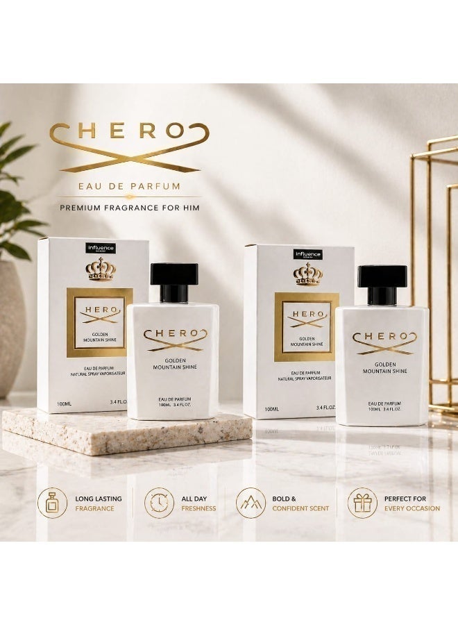 إنفلوانس جيرماني عطر إنفلوينس ألمانيا هيرو أو دو بارفان للرجال، عبوة من قطعتين، 100 مل - عطر خشبي يدوم طويلاً - Image 4