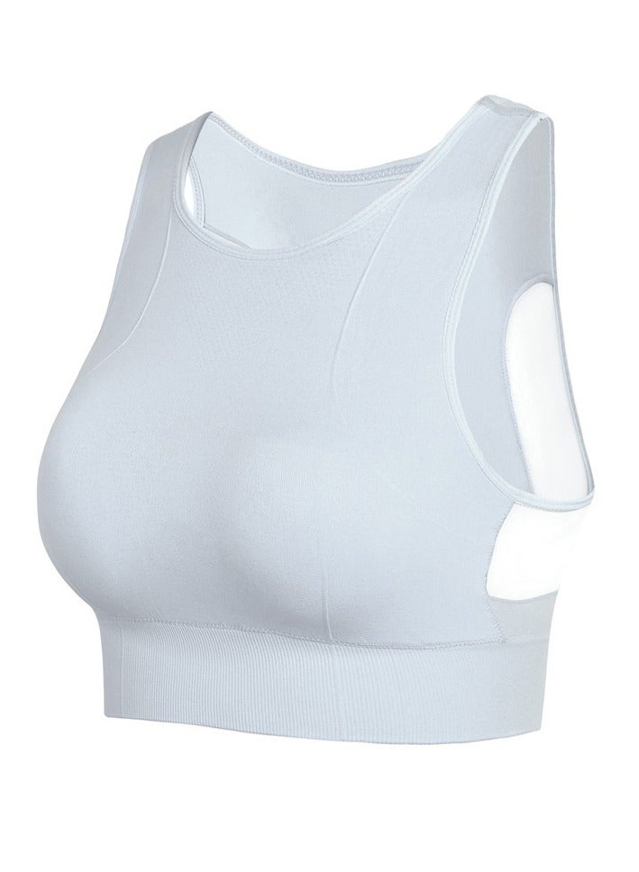 AROAQ Full Coverage Longline Sports Bra, Shockproof Fitness Yoga Running Sports Bra,  Seamless Quick-drying Medium Impact Push Up Tank Top For Yoga Gym Workout, (Size S, White) - Image 1