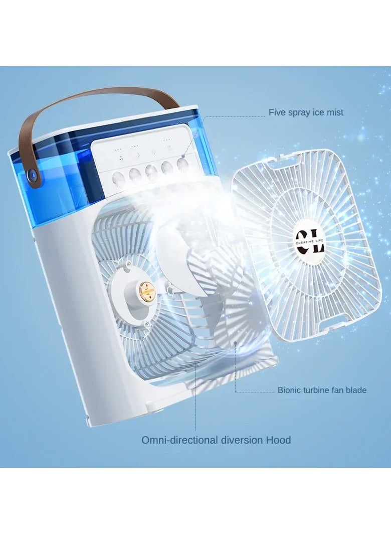 CREATIVE LIFE Desktop Spray Mist Fan Air Conditioners Work With USB Cable Electric Fan LED Water Mist Fan 3 In 1 Air Humidifier For Home  - Image 5