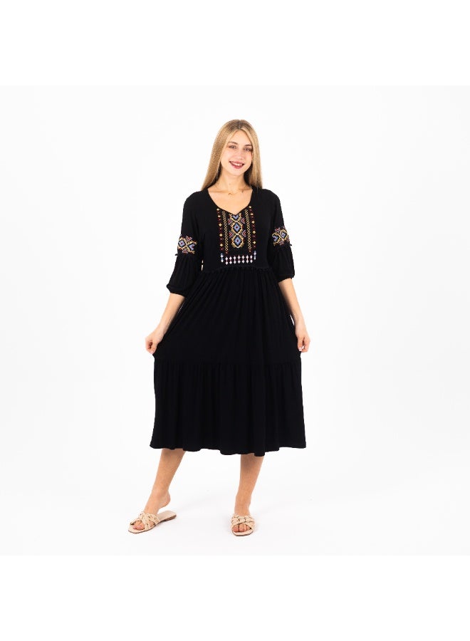 zecotex  Soft cotton nightgown with a loose fit and elegant chest embroidery – perfect for stylish comfort at home - Image 2