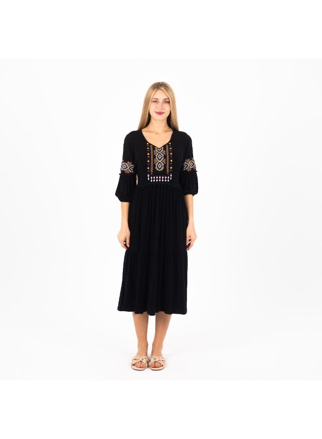 zecotex  Soft cotton nightgown with a loose fit and elegant chest embroidery – perfect for stylish comfort at home - Image 1