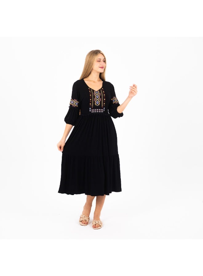 zecotex  Soft cotton nightgown with a loose fit and elegant chest embroidery – perfect for stylish comfort at home - Image 3