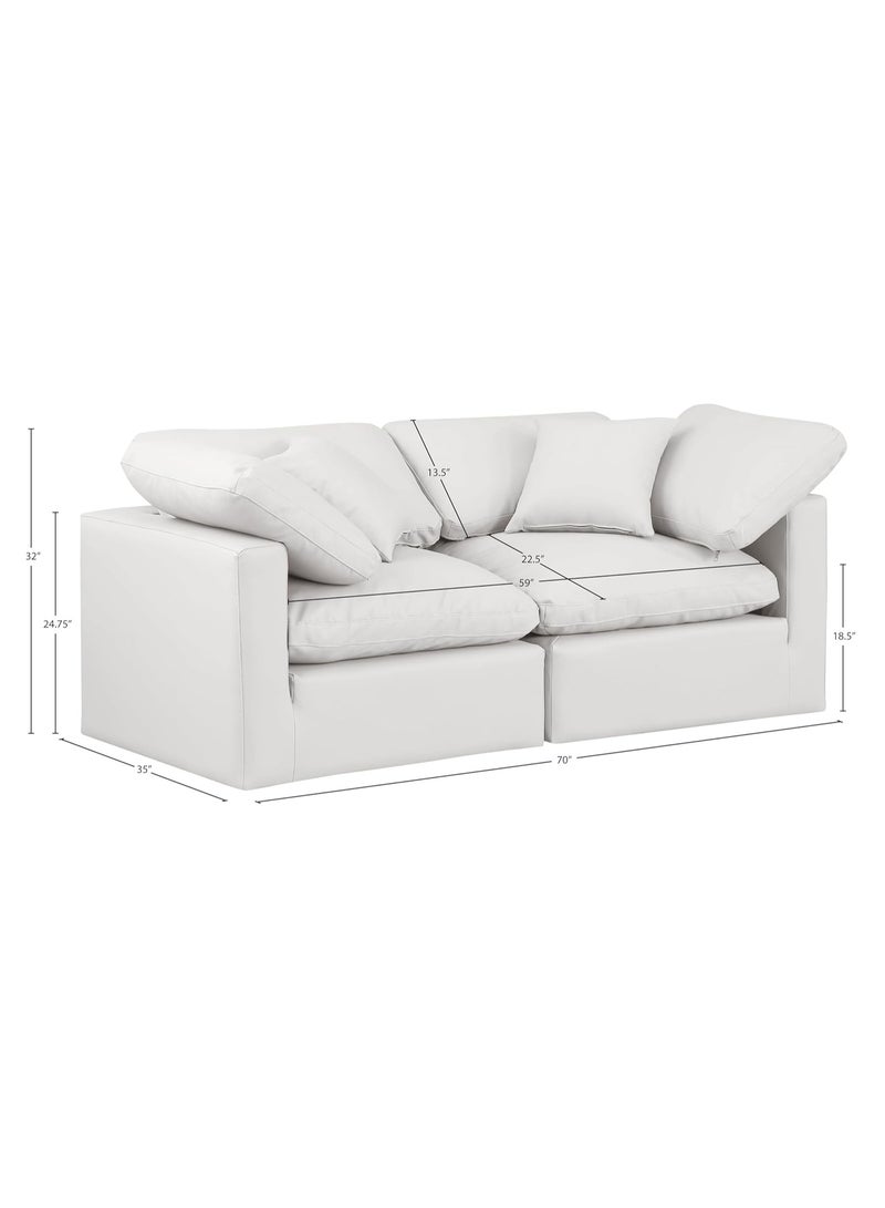 Karnak Nora Plush Collection - Modular L-Sectional Sofa (2 Seaters) Cream - Image 3
