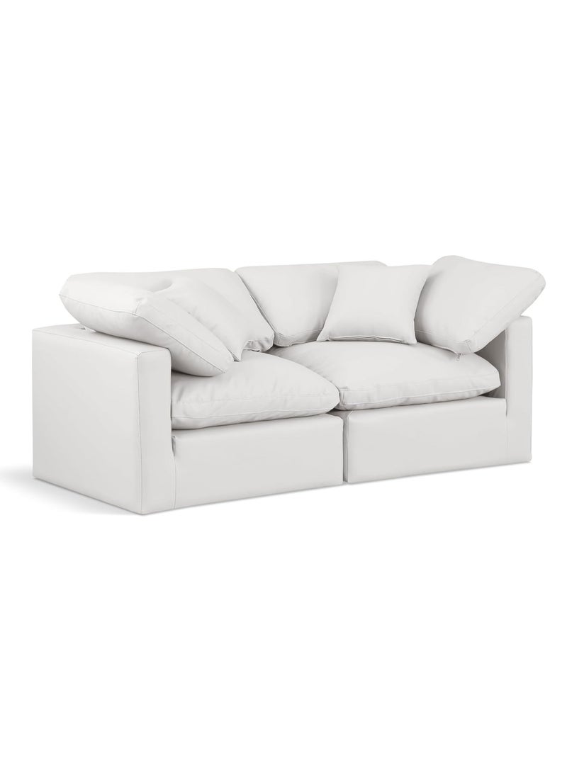 Karnak Nora Plush Collection - Modular L-Sectional Sofa (2 Seaters) Cream - Image 2