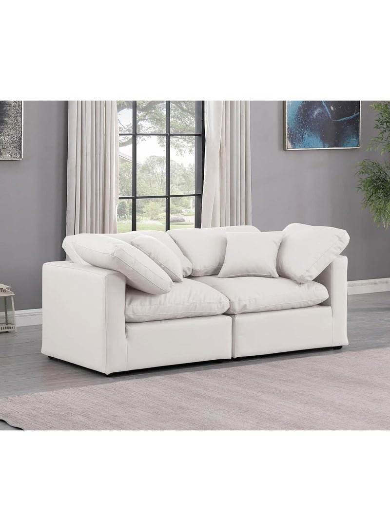 Karnak Nora Plush Collection - Modular L-Sectional Sofa (2 Seaters) Cream - Image 1