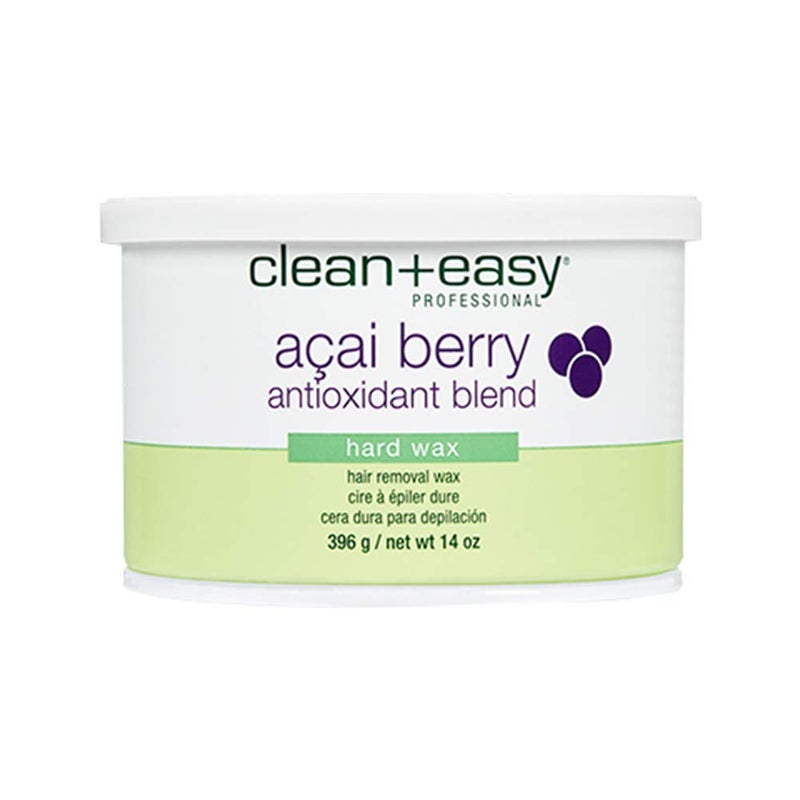 Clean + Easy Acai Berry Hard Wax for Hair Removal â€“ Non-Strip, Depilatory Wax for Painless Full Body, Face, Bikini Brazilian Waxing, Removes Fine to Coarse Hair, 14 oz - Image 1