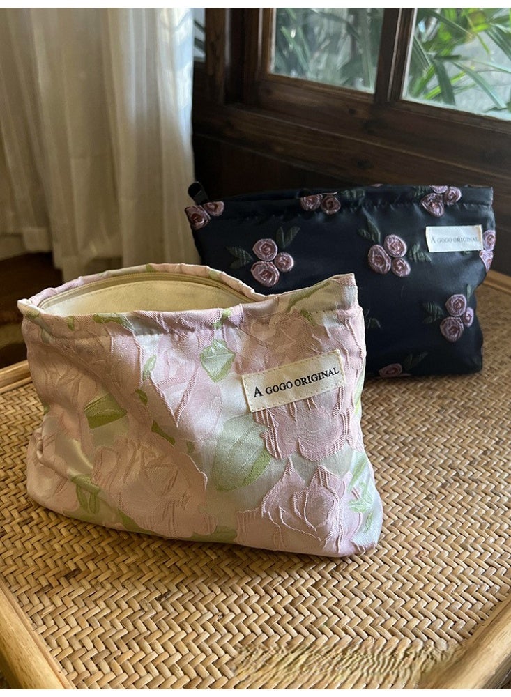 A GOGO ORIGINAL Gothic Rose Printed Cosmetic Bag, Unique Travel Makeup Organizer, Zippered Toiletry Pouch ,26x18x5cm - Image 3