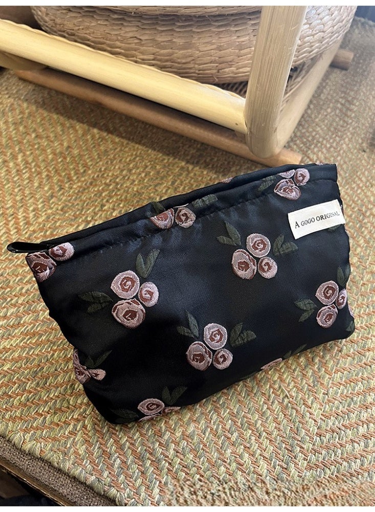 A GOGO ORIGINAL Gothic Rose Printed Cosmetic Bag, Unique Travel Makeup Organizer, Zippered Toiletry Pouch ,26x18x5cm - Image 5