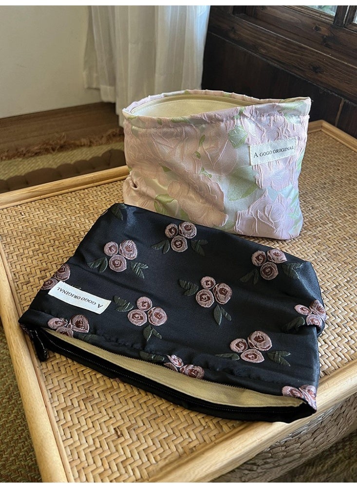 A GOGO ORIGINAL Gothic Rose Printed Cosmetic Bag, Unique Travel Makeup Organizer, Zippered Toiletry Pouch ,26x18x5cm - Image 4
