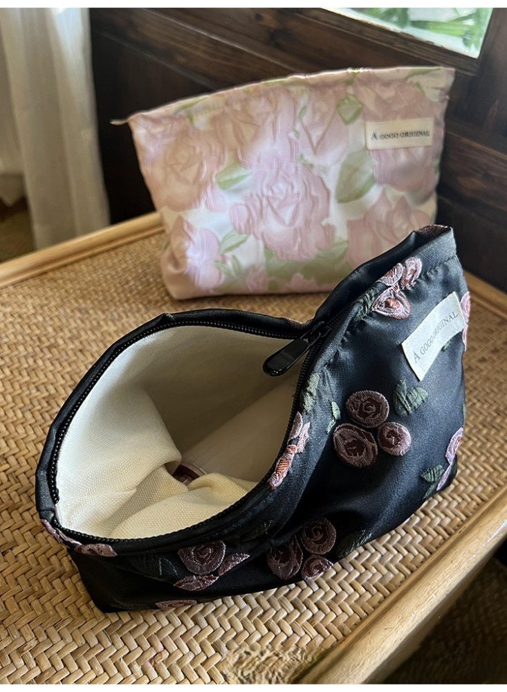 A GOGO ORIGINAL Gothic Rose Printed Cosmetic Bag, Unique Travel Makeup Organizer, Zippered Toiletry Pouch ,26x18x5cm - Image 2