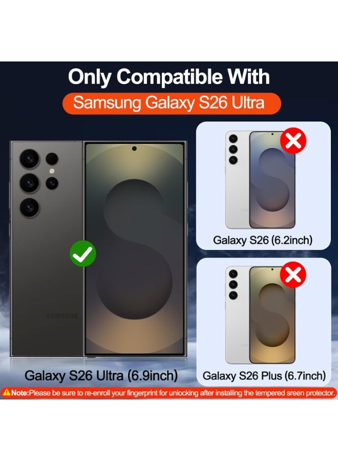 CHEROSIN 3 in 1 Samsung Galaxy S26 Ultra 5G Protection Pack - 1 Magnetic Translucent Anti-Fingerprints Phone Case Cover & 2 Screen Protector Tempered Glass, 360 Degree Full Body Protection for Samsung Galaxy S26 Ultra 5G - Image 2