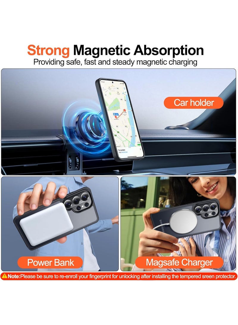 CHEROSIN 3 in 1 Samsung Galaxy S26 Ultra 5G Protection Pack - 1 Magnetic Translucent Anti-Fingerprints Phone Case Cover & 2 Screen Protector Tempered Glass, 360 Degree Full Body Protection for Samsung Galaxy S26 Ultra 5G - Image 5