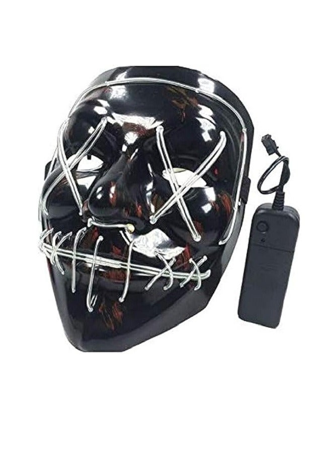 LED Halloween Face Mask Light up Mask Cosplay,Halloween Masks ( white) - Image 1