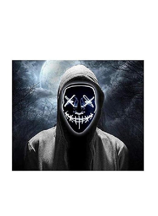 LED Halloween Face Mask Light up Mask Cosplay,Halloween Masks ( white) - Image 2