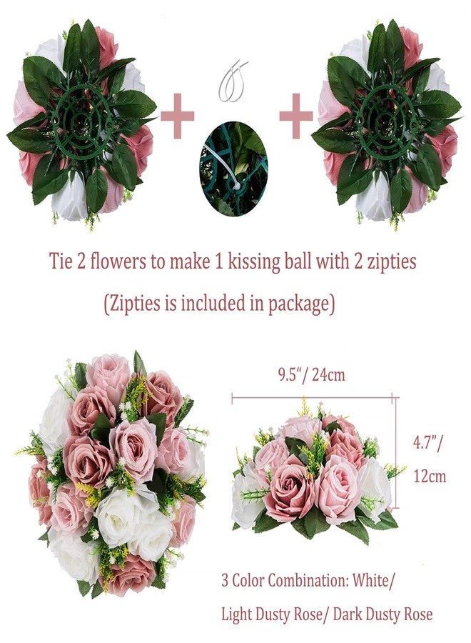 BLOSMON Dusty Rose Flowers Centerpieces: 10 Pieces Pink Roses Artificial Flower Balls for Wedding Dinning Table - Fake Silk Kissing Floral Arrangements for Home Party Event Decor - Image 4
