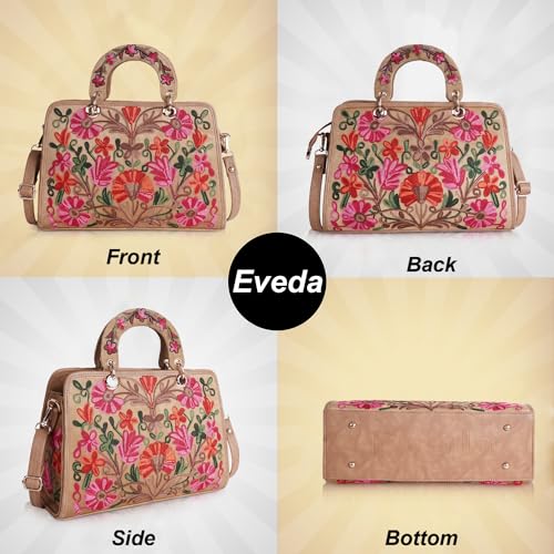 EVEDA Synthetic Leather Classy Gorgeous Embroidered Stylish Design Crossbody Shoulder Women Handbag With Embroidered Handle - Image 4