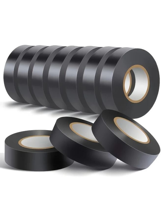 10 Pcs Black Electrical Tape High Temperature Resistance Flame Retardant Waterproof - Image 1