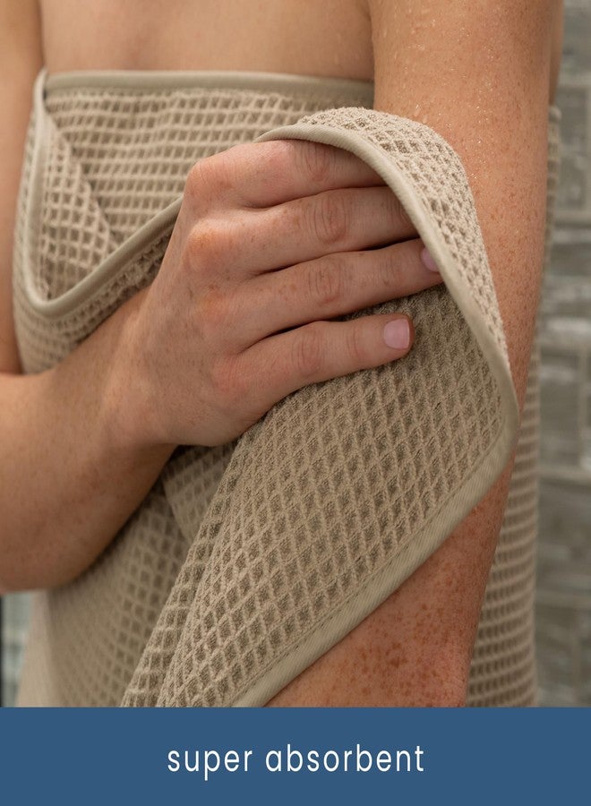S&T INC. Bath Towels, Premium Towels for Bathroom, Extra Large, Absorbent Microfiber for Home, Yoga, and Gym, Waffle Weave, 30 Inches x 60 Inches, 4 Pack, Beige - Image 4