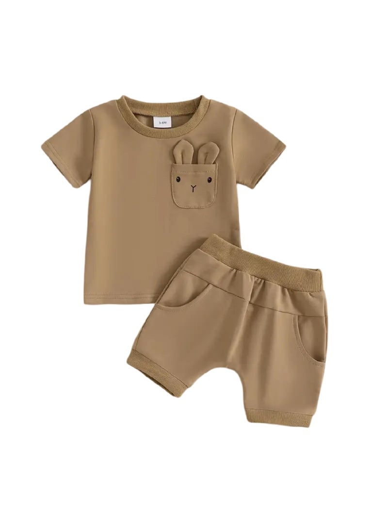 Lymio Junior's Kids Clothing Set | Cotton T Shirt for Boy | Stylish Kids Co-ord Set | Casual Wear Girls Dress (DTS-25-Brown) | Age 02-03 Years - Image 5