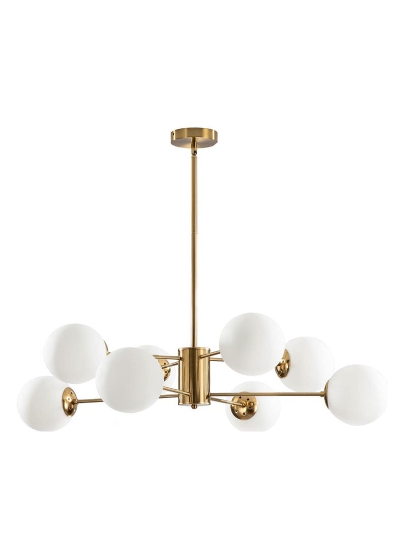 Modern Gold Chandelier with 8 Frosted Glass Globe Shades – Mid-Century Sputnik Ceiling Light Fixture for Living Room, Dining Room, Bedroom & Kitchen – Adjustable Hanging Pendant Lamp - Image 1