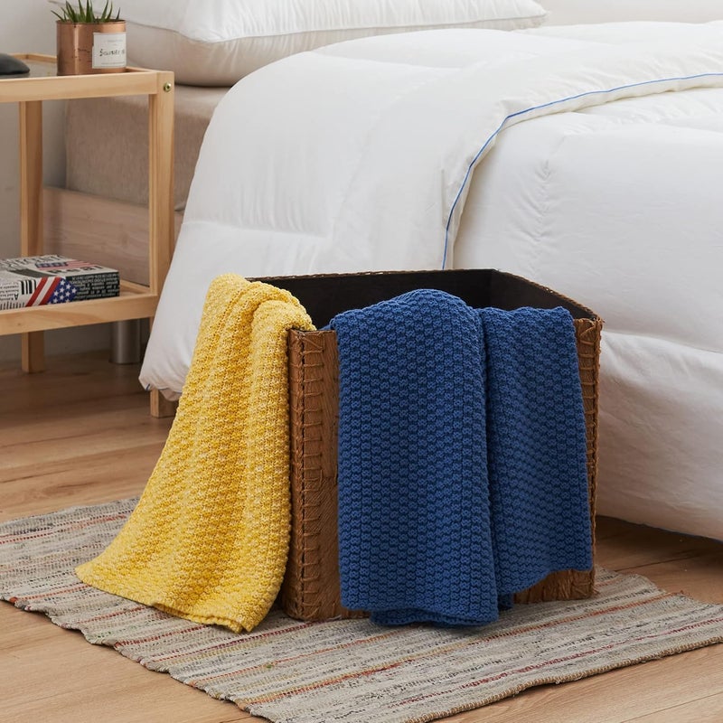Longhui bedding لحاف لونغهوي المحبوك 100% قطن – أزرق، ناعم ودافئ، قابل للغسيل بالماكينة، مقاس 60"×80" – مثالي لغرفة المعيشة، الكنبة، الأريكة، السرير أو السفر. - Image 4