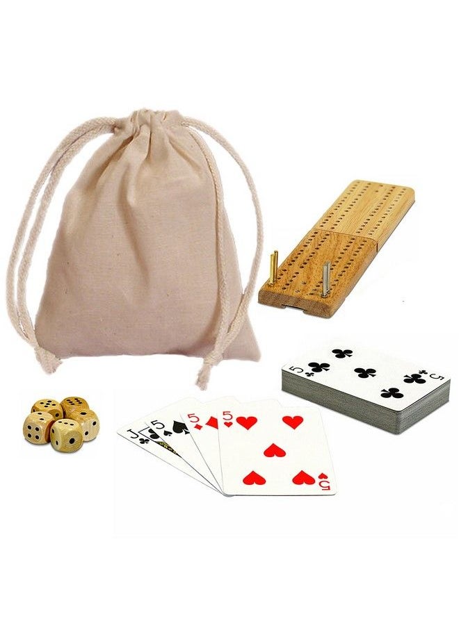WE Games - Cribbage Board Game Set Travel Crib Board With Storage Slot And Drawstring Bag For Card Storage Foldable 2 Track Cribbage Board With Cards Metal Pegs And Dice Mini Board Games - Image 1