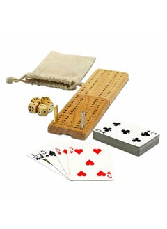 Cribbage Board Game Set Travel Crib Board With Storage Slot And Drawstring Bag For Card Storage Foldable 2 Track Cribbage Board With Cards Metal Pegs And Dice Mini Board Games