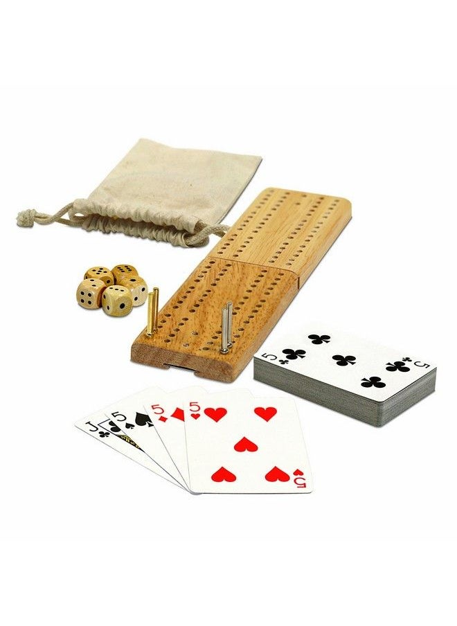 WE Games - Cribbage Board Game Set Travel Crib Board With Storage Slot And Drawstring Bag For Card Storage Foldable 2 Track Cribbage Board With Cards Metal Pegs And Dice Mini Board Games - Image 1