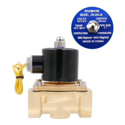 Baomain 1 inch DC 12V Brass Electric Solenoid Valve Water Air NC Valve 2W-250-25 - Image 2