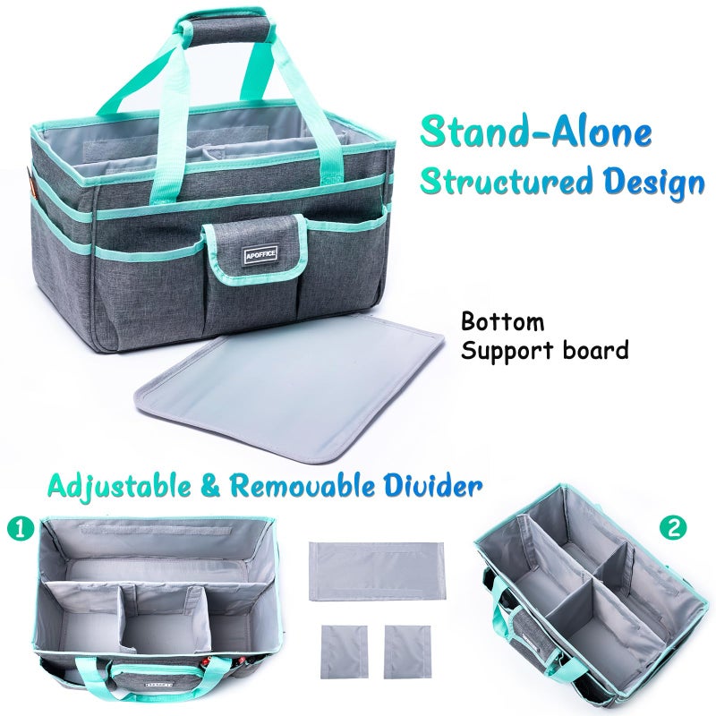 APOFFICE Art Supply Organizer Tote Bag â€“ Craft Caddy with Handle, Utility Storage Tote with Multiple Pockets & Adjustable Divider for Stationary, Sewing, Scrapbooking, School, Office, Medical Supplies - Image 3