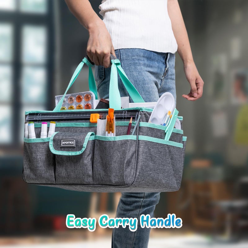 APOFFICE Art Supply Organizer Tote Bag â€“ Craft Caddy with Handle, Utility Storage Tote with Multiple Pockets & Adjustable Divider for Stationary, Sewing, Scrapbooking, School, Office, Medical Supplies - Image 5