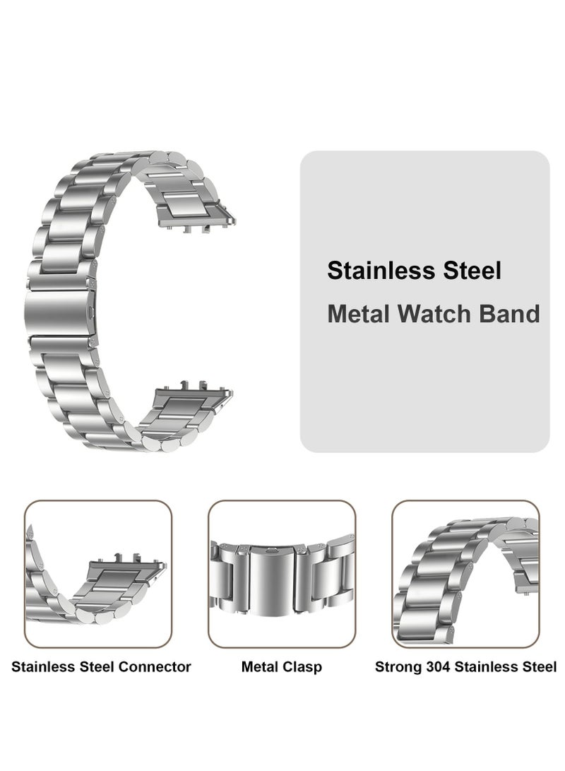 Stainless Steel No Gap Watch Band Compatible with Samsung Galaxy Fit3 Metal Replacement Strap for Samsung Galaxy Fit3 SM-R390 for Women Men (Silver)  - Image 4