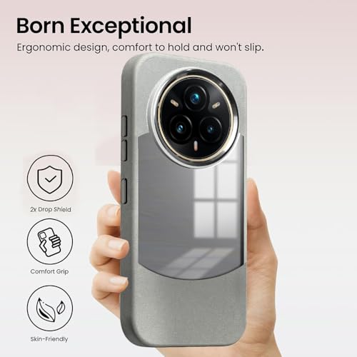 KARWAN®️Fusion Edge Leather Transparent Mobile Back Case | Slim Fit | Anti-Fingerprint| Scratch-Resistant | Premium Grip | Shockproof case | Back Cover for Realme 14 Pro Plus || Grey - Image 4