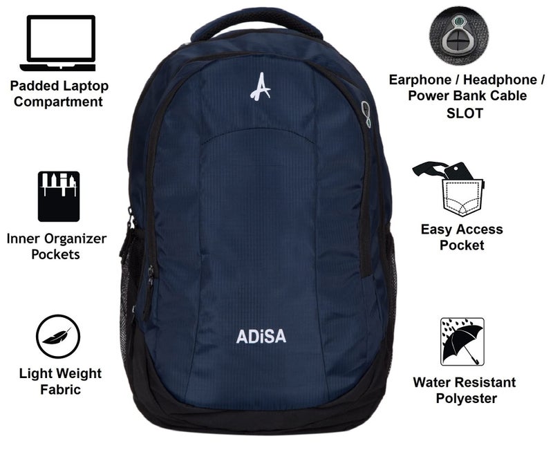 ADISA Light Weight Laptop Backpack 32 Ltrs (BP005-NAV_Navy Blue) - Image 2