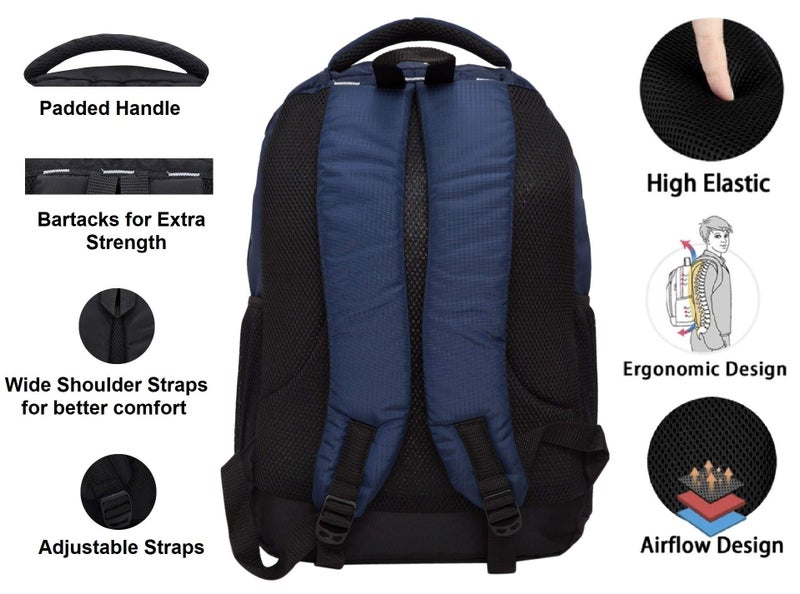 ADISA Light Weight Laptop Backpack 32 Ltrs (BP005-NAV_Navy Blue) - Image 4