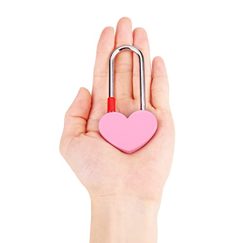 VeYocilk 2PCS 3.5" 50mm Love Lock Heart Padlock,Pink Single Heart Wish Lock for Lovers Wedding, Valentines, Anniversary, Travel, Valentine's Day(NO Key) - Image 4