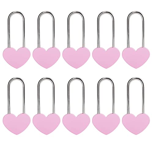 VeYocilk 2PCS 3.5" 50mm Love Lock Heart Padlock,Pink Single Heart Wish Lock for Lovers Wedding, Valentines, Anniversary, Travel, Valentine's Day(NO Key) - Image 1
