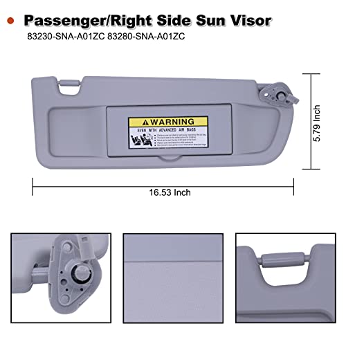 NHILES Clear Gray Left &Right Side Sun Visor Compatible with Honda Civic 2006 2007 2008 2009 2010 2011 Replaces# 83280-SNA-A01ZC 83230-SNA-A01ZC - Image 4