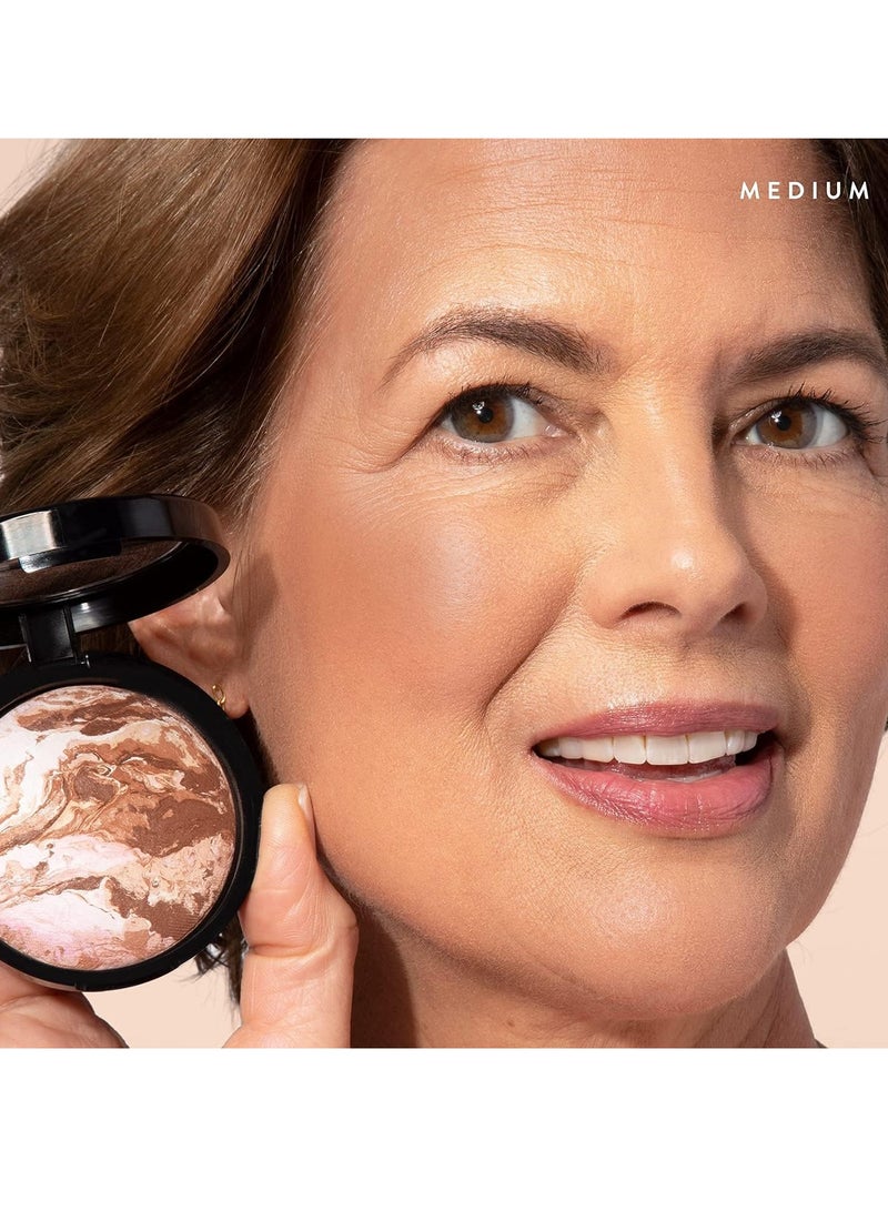 LAURA GELLER NEW YORK Baked Bronze N Brighten Bronzer Powder Medium Natural Bronze Glow - Image 5