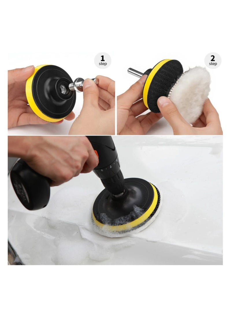 ارواق فرشاة تنظيف السيارة مكونة من 26 قطعة من رؤوس فرشاة الحفر الكهربائية، أدوات تنظيف وتلميع الأرضيات والجدران - Image 3