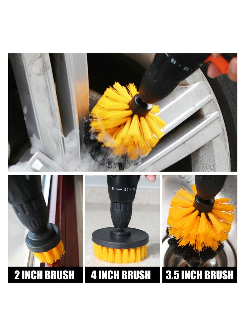 ارواق فرشاة تنظيف السيارة مكونة من 26 قطعة من رؤوس فرشاة الحفر الكهربائية، أدوات تنظيف وتلميع الأرضيات والجدران - Image 2