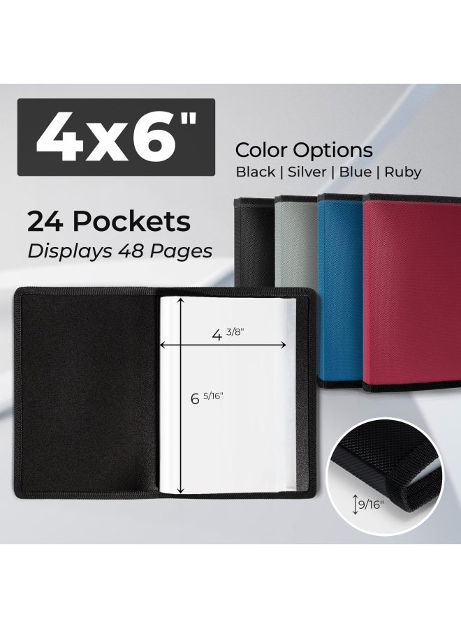 Dunwell 4x6 Photo Album 2Pack Black Mounting Paper Small 4 x 6 Art Portfolio Presentation Binder 24 Clear Sleeves Show 48 Pages Professional Picture Book for Artwork Postcards - Image 4