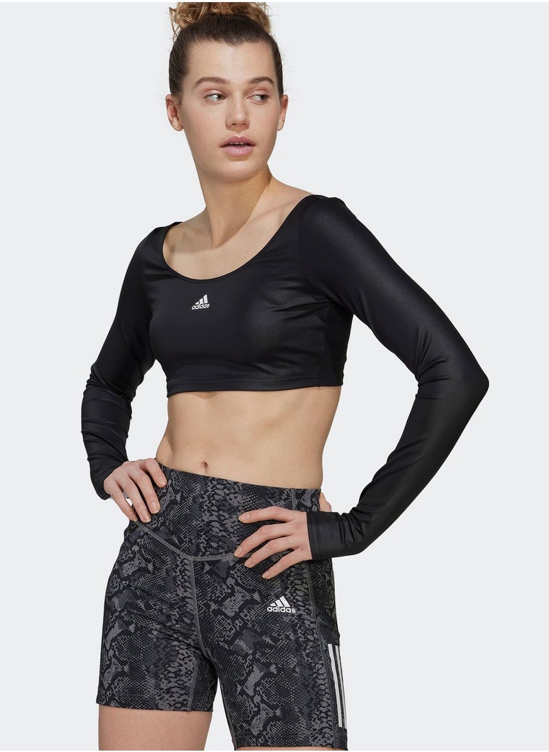 Adidas - Hyglm Crop Logo T-Shirt - Image 1