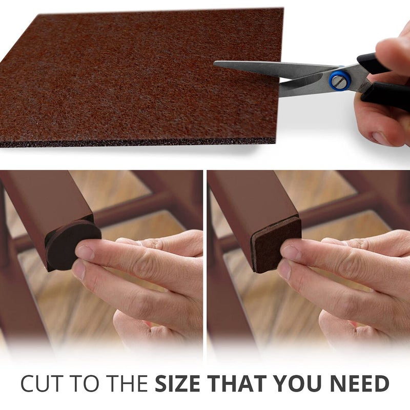 X-Protector Felt Furniture Pads X-PROTECTOR - 10 Pack Premium 8”x6” Heavy Duty 1/5” Felt Sheets! Cut Furniture Felt Pads for Furniture Feet You Need – Best Furniture Pads for Hardwood Floors! Brown - Image 5
