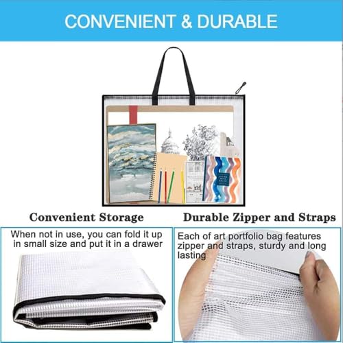 xinxingin A2 Portfolio Bag, Artwork Storage and Organization Solution, 25X19 Inch Art Folder for Artists, Students, and Professionals, Ideal for Outdoor Art Transport and Document Storage - Image 3